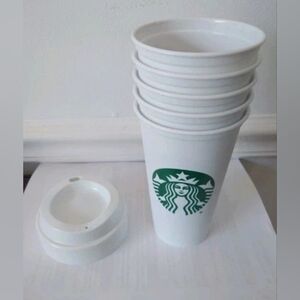 Starbucks Set of 5 (16oz) Reusable Hot Cups with Lids
